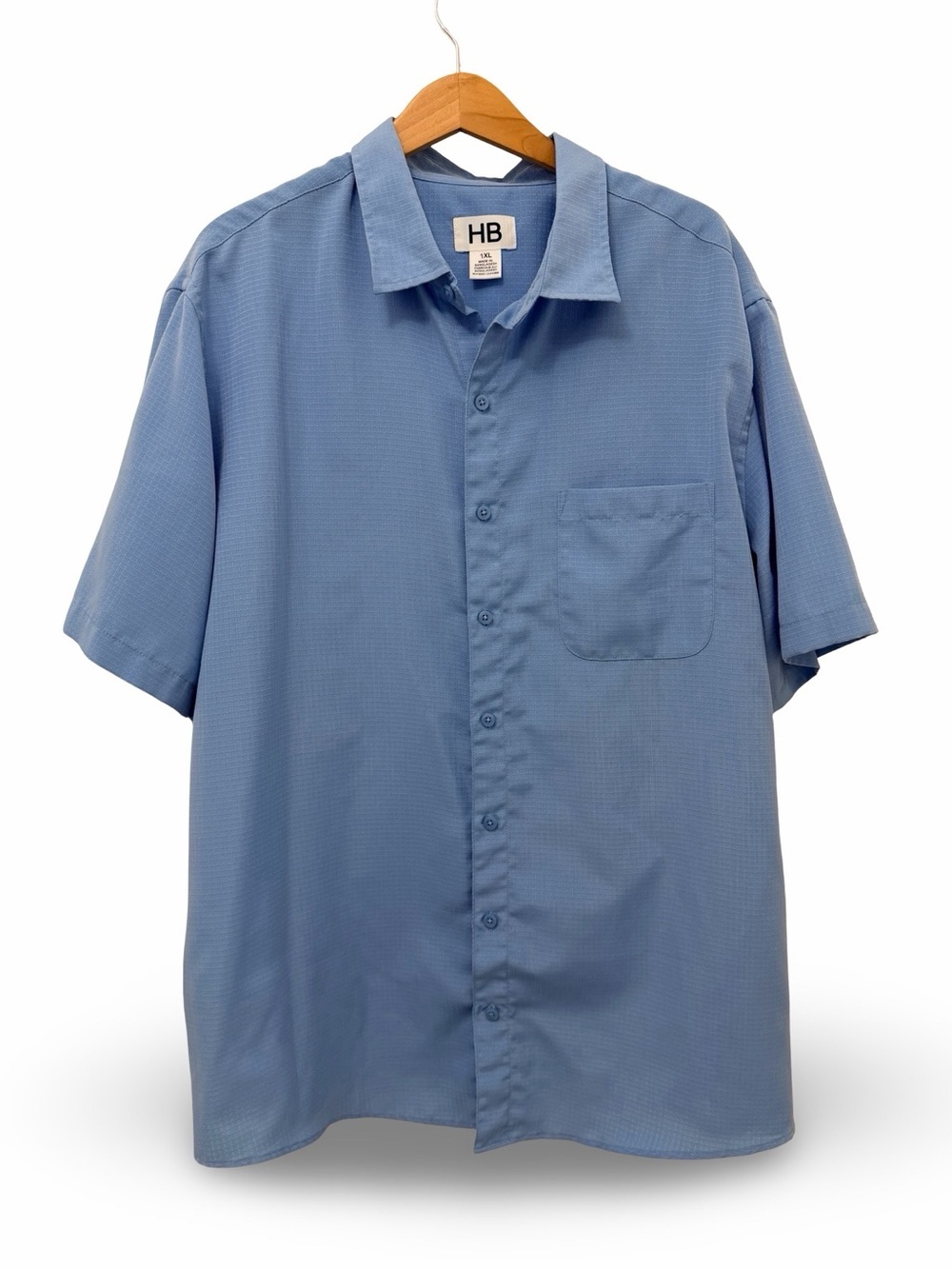 Harbor Bay Men's Checkered Short Sleeve Shirt Blue Size 1XL